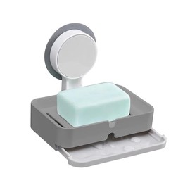 2024 POTENTIA Adhesive Soap Holder/Dish for Shower Wall Mounted NO-Drilling Self Draining Removable Tray Waterproof Bar Soap Sponge Holder for Shower Bathroom Bathtub Kitchen Sink (Grey)