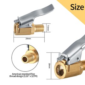 MACHSWON 4 Pcs Tire Air Chuck with Clip Adapter Tire Inflator Nozzle Adapter 8mm Locking Tire Chuck with Clip Brass Clip on Tire Chuck