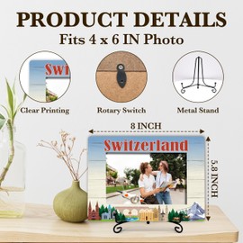 Switzerland Travel Picture Frame, Switzerland Themed Anniversary Photo Frame, Switzerland Gifts For Couples Newlywed, Wedding Honeymoon Souvenirs Frame Gift, Home Office Vacation Frame With Stand -32