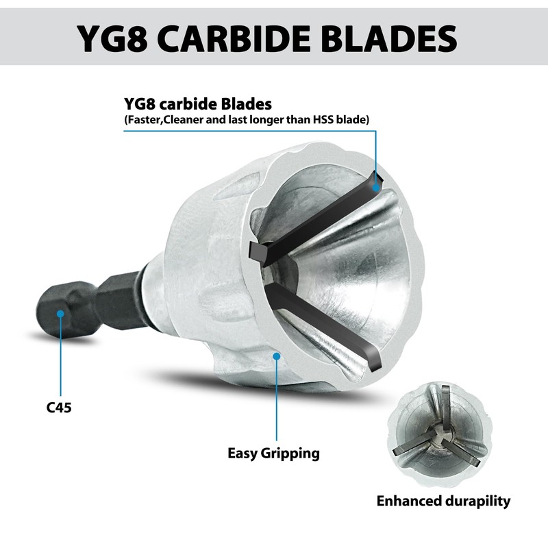 GMTOOLS Deburring External Chamfer Tool with YG8 Carbide Blade, Deburring