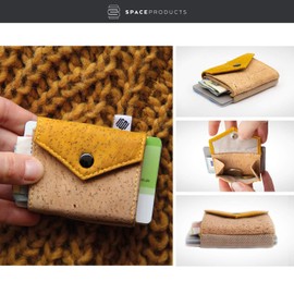 Space Wallet ® Vegan Travel Purse Made of High-Quality Natural Cork for Women and Men, Mini Wallet/Wallet with Coin Compartment, 15 Cards + Banknotes + Coins, Peak Gobi, Minimalist