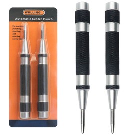 2-Piece Automatic Center Punch, 5 inch Spring Loaded Center Hole Punch with Adjustable Stroke Punch Tool for Metal Wood Glass Plastic, Metal Punch Tool for Woodworking