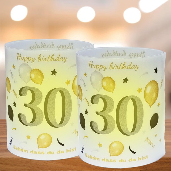 30th Birthday Decoration, Pack of 12 Lanterns, 30th Birthday, Table Decoration with Happy Birthday and Schön DASS du da bist für Mann und Frau für Teelichter oder Kerzen verwendbar