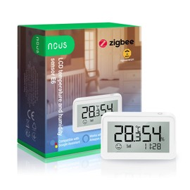 NOUS E6 Temperature Sensor, Hygrometer Smart Thermometer, ZigBee Temperature Sensor, Alexa Temperature Sensor, Thermometer Hygrometer Digital, ZigBee Thermometer App, TUYA, MQTT, ZigBee2MQTT