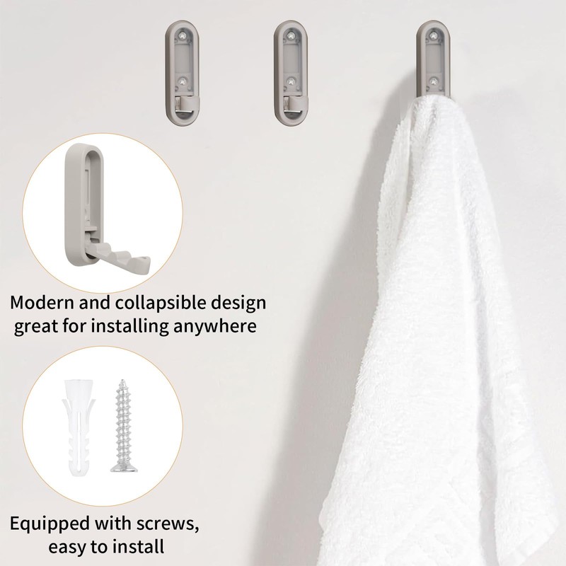 MOROBOR Elliptical Foldable Wall Hook, Zinc Alloy Foldable Invisible Non-Slip