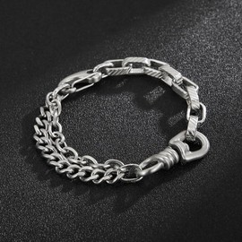 ULLMYYL Masculine Stainless Steel Cuban Chain Bracelet for Men