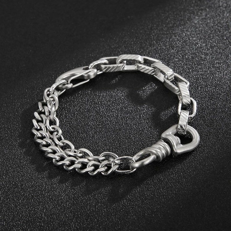 ULLMYYL Masculine Stainless Steel Cuban Chain Bracelet for Men