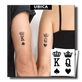 Tattoo Tech, 2 Sheets Small Semi Permanent Tattoo, Lasts 7-15 Days Temporary Tattoos(Queen & King), Waterproof and Non-Reflective, Exquisite Packaging
