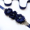 30 PCS Rhinestone Pearl Dark Blue Chiffon Flower Sewing Fabric