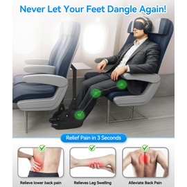 Portable Airplane Foot Hammock(Memory Foam)-Ultimate Comfort Bundle w/Sleep Mask & Ear Plugs, Foot Hammock for Plane Travel Essentials to Relax Your Feet, Airplane Foot Rest Perfect for Long Flight
