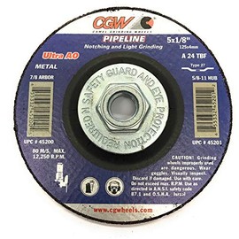 CGW Abrasives 45201 Depressed Center Wheel 5" x 1/8" x 5/8-11 INT Type 27 24 Grit Aluminum Oxide - Pkg Qty 10, (Sold in packages of 10)