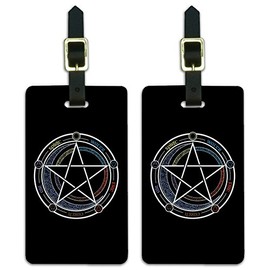 Pentagram Pentacle Star Wiccan Witch Luggage ID Tags Carry-On Cards - Set of 2