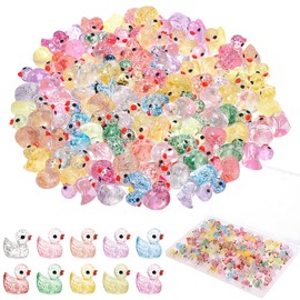 120 Pcs Mini Resin Ducks Glitter Duck Tiny Rubber Ducks to Hide Small Duck Animals for Dollhouse Micro Garden Landscape Aquarium Decorations Party Favors Fillers