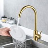 Kohonby Single Handle High Arc Brushed Gold Kitchen Faucet Stainless