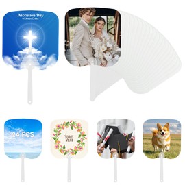 LAIAMER 24 Pcs Sublimation Fans Blank, Double-Sided DIY Sublimation Hand Fans for Church Parties & Graduation Party Favors & Wedding Fan for Guests