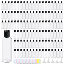 TANEMUDO 108 Pcs 3.4 oz Plastic Bottles Black Toiletries Empty Containers with Leak Proof Flip Cap, Refillable Travel Squeeze Containers for Lotion, Shampoo, Cream, Conditioner