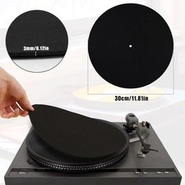 NYGHMY 2 Pcs 12-Inch Anti-Slip & Anti-Static Felt Record Player Mat | Turntable Slipmat for Home & DJ Equipment (Black)
