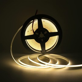 KISUFU USB 5 V COB LED Strip, 320 LED/M Warm White LED TV Backlight LED COB Strip LED Strip Continuous, High Density Light Dimmable 3000 K LED Strip (3 m, Warm White)