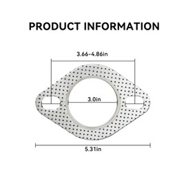 KAQISI 2PCS Car Exhaust Gasket,Standard 3.0" 2-Bolt Exhaust Flange Gasket Replaces OEM#120-06310-0002,Professional Exhaust Manifold Gasket Material Car Accessories (3 inch)