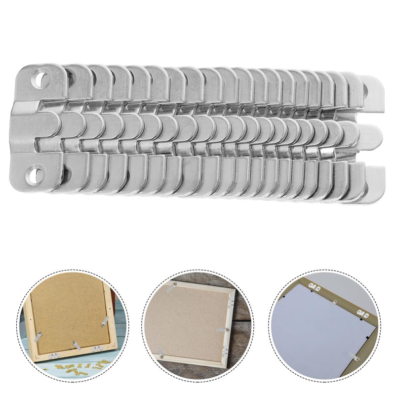 jojofuny 20pcs Stainless Steel Flush Mount Bracket Photo Frame Hanging