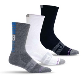 Perri's Socks - Performance Amplify Crew Socks, Classic Performance Socks, Cushioned Fitness Socks Men and Women, Premium Women and Men's Novelty Socks(Medium, Black/White/Grey_M)