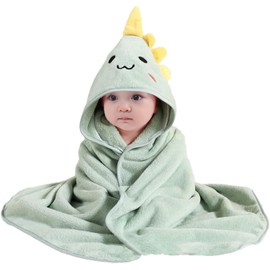 Huiguli Baby Towel Set, Ultra-Soft Hooded Towel for 0-3 Years, with Cute Animal Ears, Perfect After-Bath Care for Babies (Green)