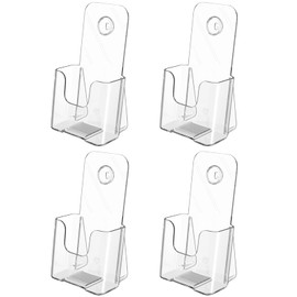 MaxGear Acrylic Brochure Holder, Premium Brochure Holder Stand 4 inches Wide Plastic Pamphlet Holder Wall Mount Clear Countertop Organizer Literature Holders Flyer Holder Plastic Display Stand(4Pack)