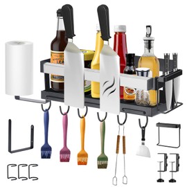 Bakbarbe Blackstone Griddle Caddy with Magnetic Tool Holder & Paper Towel Holder, Foldable Blackstone 28/36 Inch Griddle Accessories, Portable Space Saving Grill Caddy BBQ Accessories