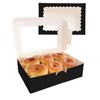 Gcardist 6Pcs Black Cookie Box with Window 22.9x15.2x6.4cm Pastry Macaron