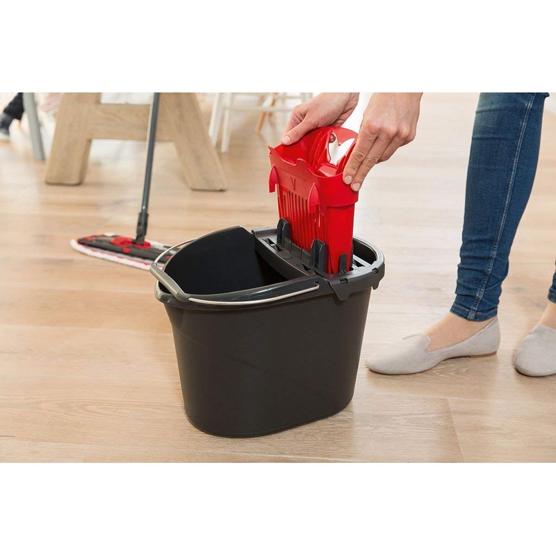 Vileda ULTRAMAX Eimer mit PowerPresse, schwarz und rot, für Vileda