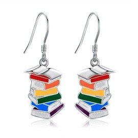 Books Earrings Sterling Silver Classic Stack of Books Earrings Librarian Teacher Jewellery Books Lover Gifts for Women Girls