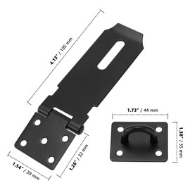 ZOENHOU 6 Pack 4 Inch Door Hasp Latch Locks, Black Stainless Steel Padlock Hasp and Staple, Heavy Duty Shed Lock Hasp Gate Lock Latch for Shed, Cabinet, Drawer, Door, Window