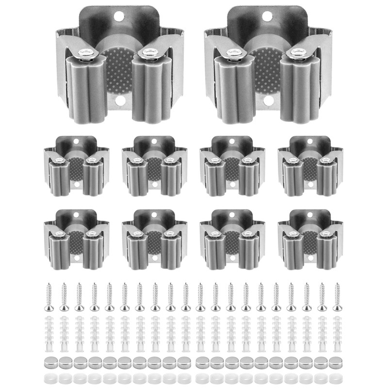 QWORK® 5 Piece Mop Broom Holder, Mop Holder Wall Mounted,