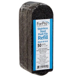 ForPro Professional Collection Stainless Steel Pedi File Refill, 60 Grit, Black, EZ-Strip Peel Pedicure Refill Pads, 50-Count Size 1.25" W x 4" L