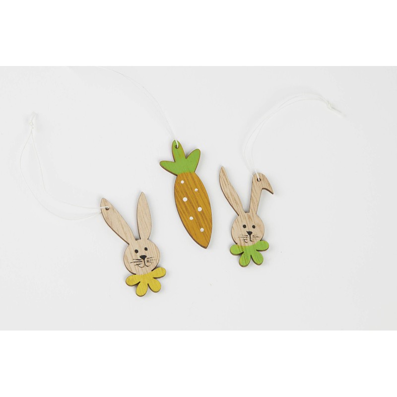 Heitmann Deco Wooden Easter Hanging Pendant, Rabbits and Eggs, Easter