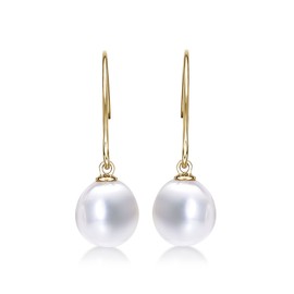 Diamond Treats 9ct Gold Pearl Earrings for Women and Teen Girls, 9ct Gold Drop Earrings for Women with Freshwater Pearls, Elegant Pearl Drop Earrings in Solid Yellow Gold with Gift Box