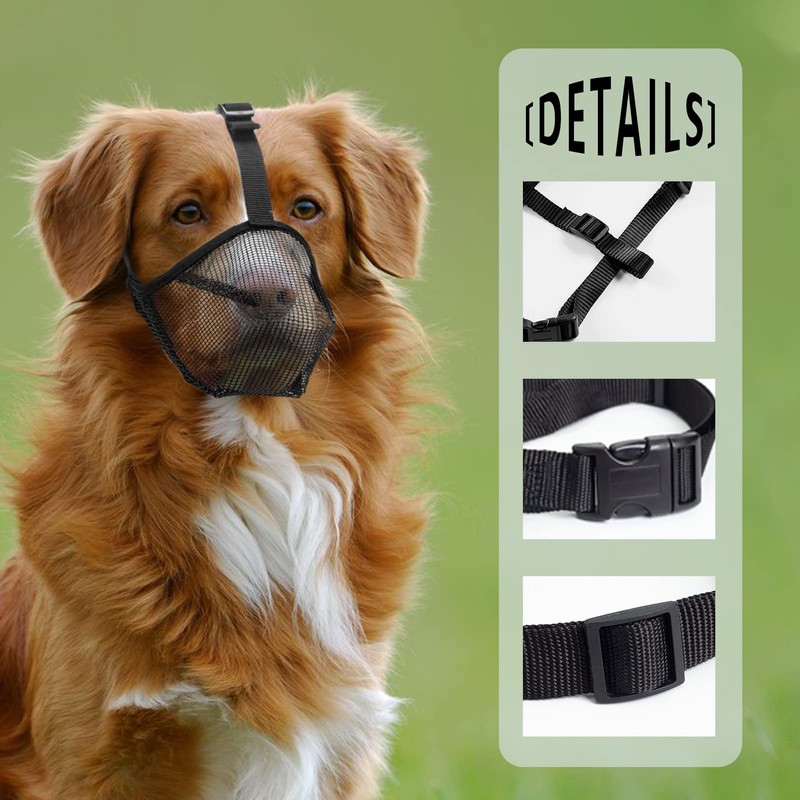 Dog Muzzle with Rounded Mesh, Breathable Muzzle for Small, Medium
