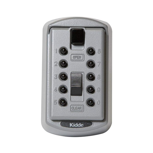 Kidde AccessPoint 001170 KeySafe Original Slimline Push Button Combination Permanent Key Lock Box, 2-Key, Titanium Gray