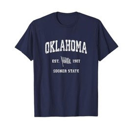 Oklahoma T-Shirt Vintage US Flag Sports Design Tee T-Shirt