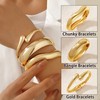 Chunky Gold Bangle Bracelets for Women, Trendy Gold Cuff Stackable