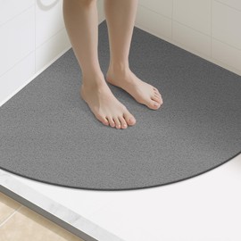 Yolife Triangle Shower Mat, 31.5" x 31.5" Loofah Corner Shower Mat, Grey