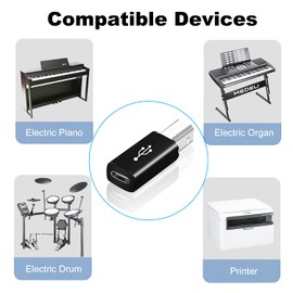 AreMe 2 Pack USB B to USB C Adapter, Type C Female to MIDI Converter Compatible with Printer, Electric Piano, Laptops and More Type-C Devices