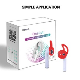OneCut 5 Pairs Silicone Ear Tips Compatible for AirPods 1&2, Soft Anti-Slip Sport Earbud Tips, Anti-Drop Ear Hook Gel Headphones Earphones Protective Accessories (Red)