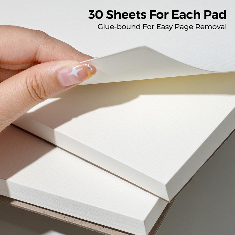Funto Watercolor Paper Pads, 9x12, 140lb/300gsm, 30 Sheets Each, Cold