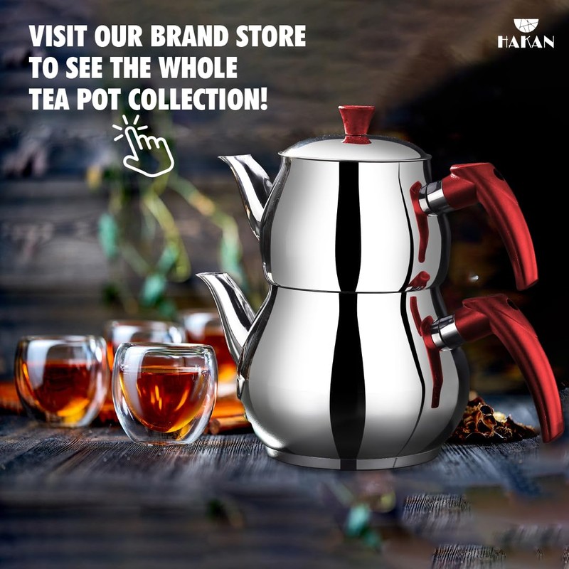 Hakan Stainless Steel Double Bondy Tea Pot Set with Self