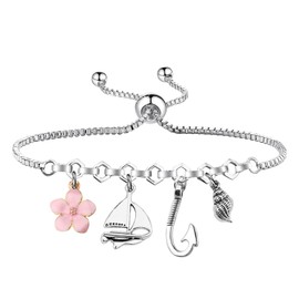 PLITI Ocean Princess Bracelet Ocean Princess Fans Gift Polynesian Gift Hawaiian Jewelry For Beach Lover (flower ship slide bgCA)