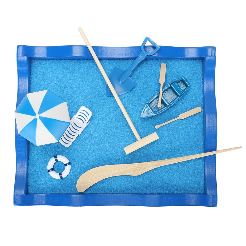 Mini Meditation Zen Garden Wooden Sand Table Decor Kit with