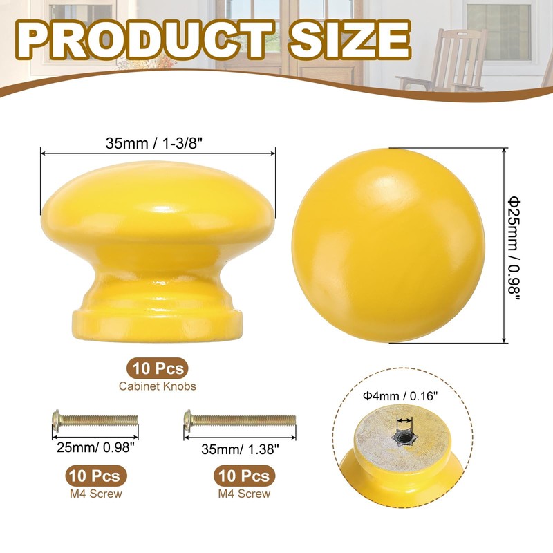 PATIKIL 1-3/8 Inch Knobs, 10 Pcs Round Drawer Dresser Knobs