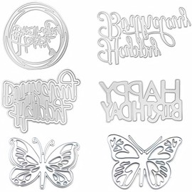 Accfore 6 Pack Die Cuts for Card Making,Happy Birthday Cutting Dies Card Making Supplies DIY Die Cutters Card Making Die Stencils for Scrapbooking,Crafts Decoration Birthday Gifts