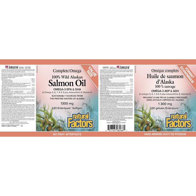 NATURAL FACTORS Wild Salmon Oil Bonus Bottle, 220 CT
